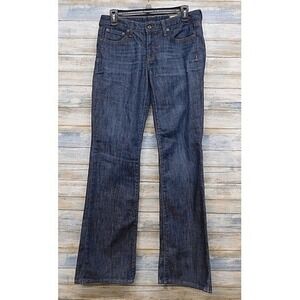 Vintage Gap Womens Long Flare Dark Wash Indigo Stretch Denim Jeans Sz 6 Western